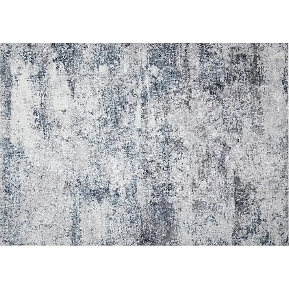 Abstract Area Rug Gray Blue 36x60 Inches Soft Low Pile Washable Indoor Carpet